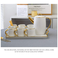 6-Piece Bone China Coffee Cup and Saucer Set with Spoons