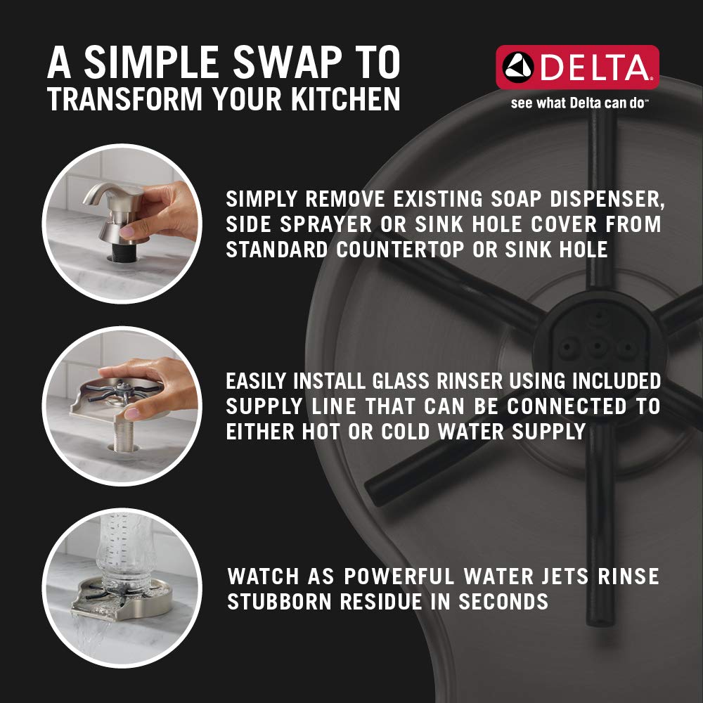 Kitchen Sink Glass Rinser for Cups and Bottles (Stainless Steel)