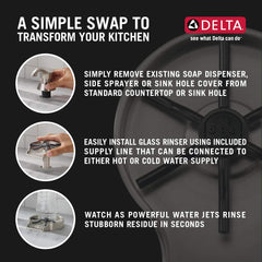 Kitchen Sink Glass Rinser for Cups and Bottles (Stainless Steel)
