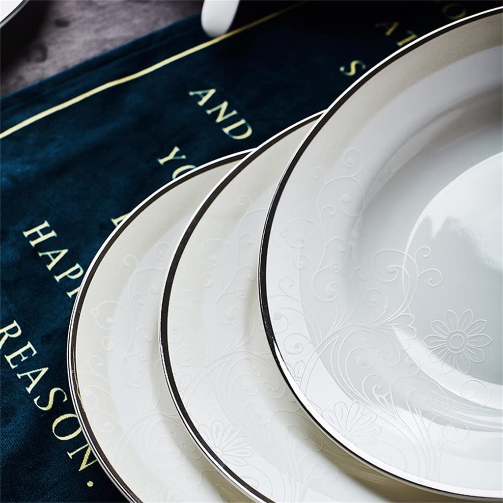 ZUIAI European Kitchenware Ceramic Tableware Set 56 Piece Tableware Dish Set