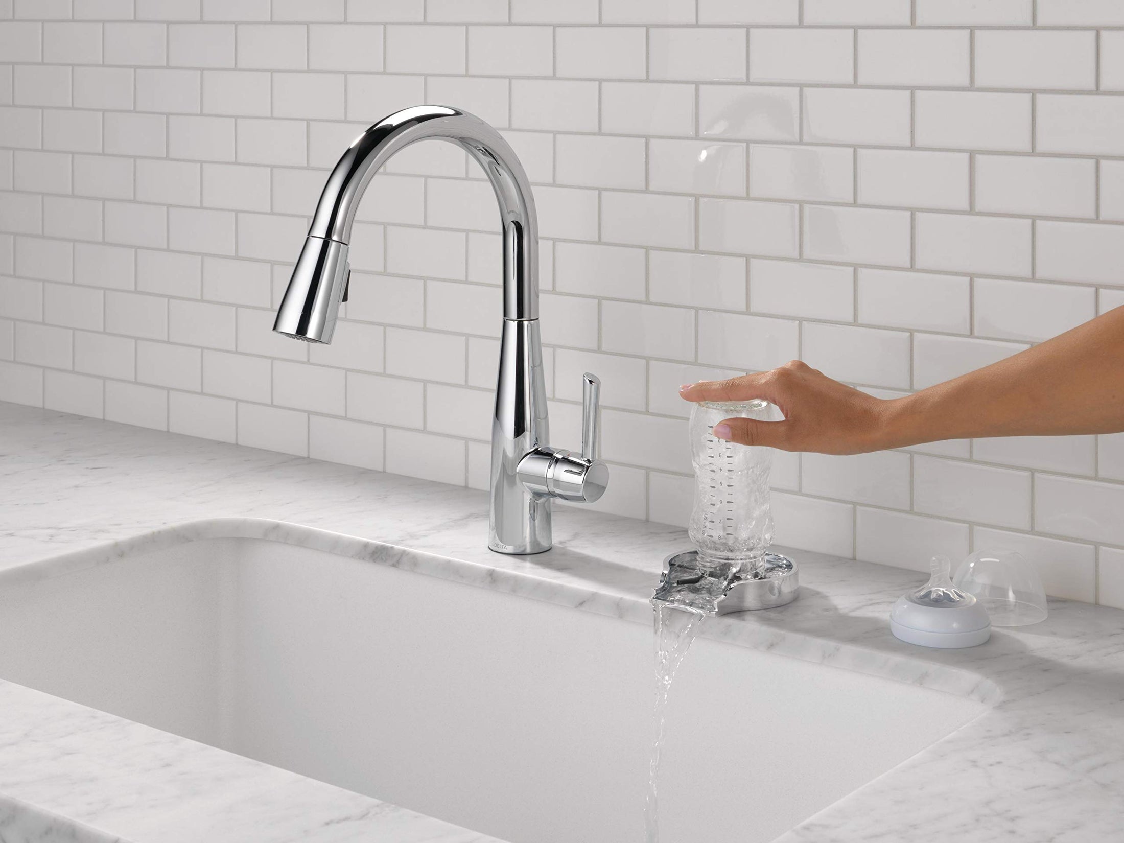 Kitchen Sink Glass Rinser for Cups and Bottles (Stainless Steel)