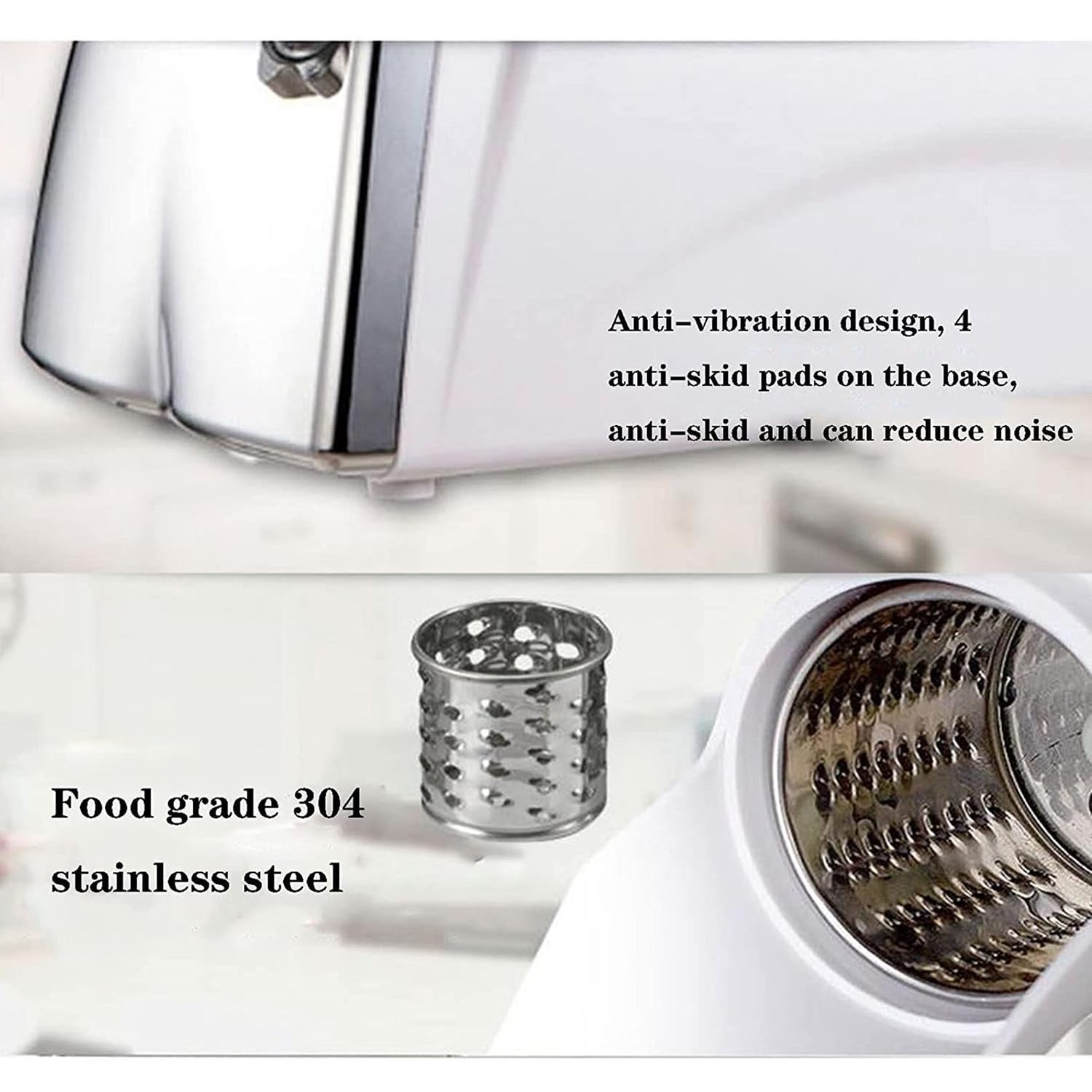 Electric Rotary Cheese Grater with 3 Stainless Steel Blades