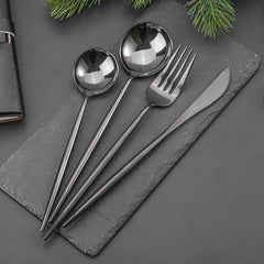 30-Piece Black Stainless Steel Flatware Set for 6