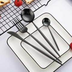 30-Piece Black Stainless Steel Flatware Set for 6