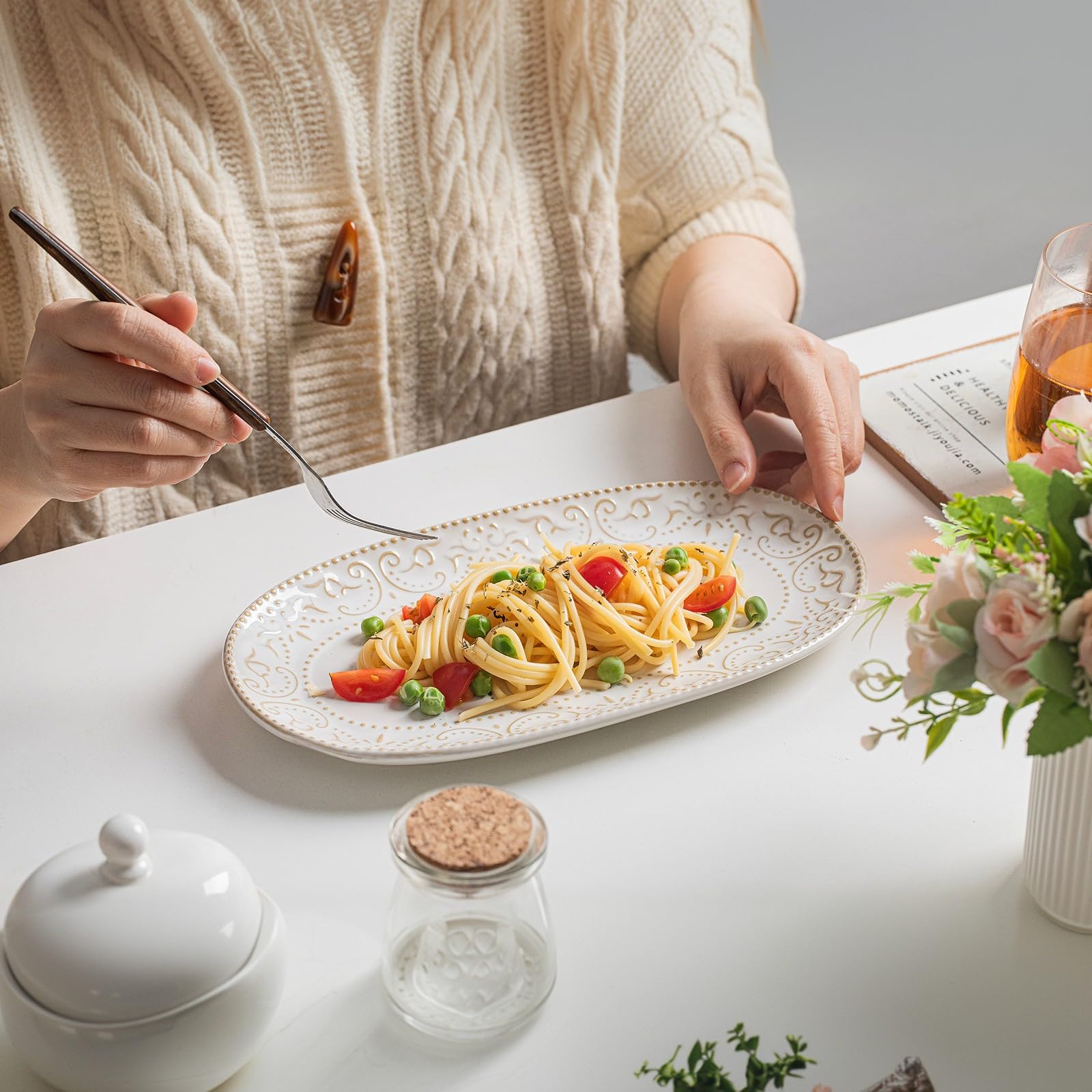 3-Piece Ceramic Oval Serving Platter Set (10/12/14 Inch)