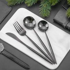 30-Piece Black Stainless Steel Flatware Set for 6