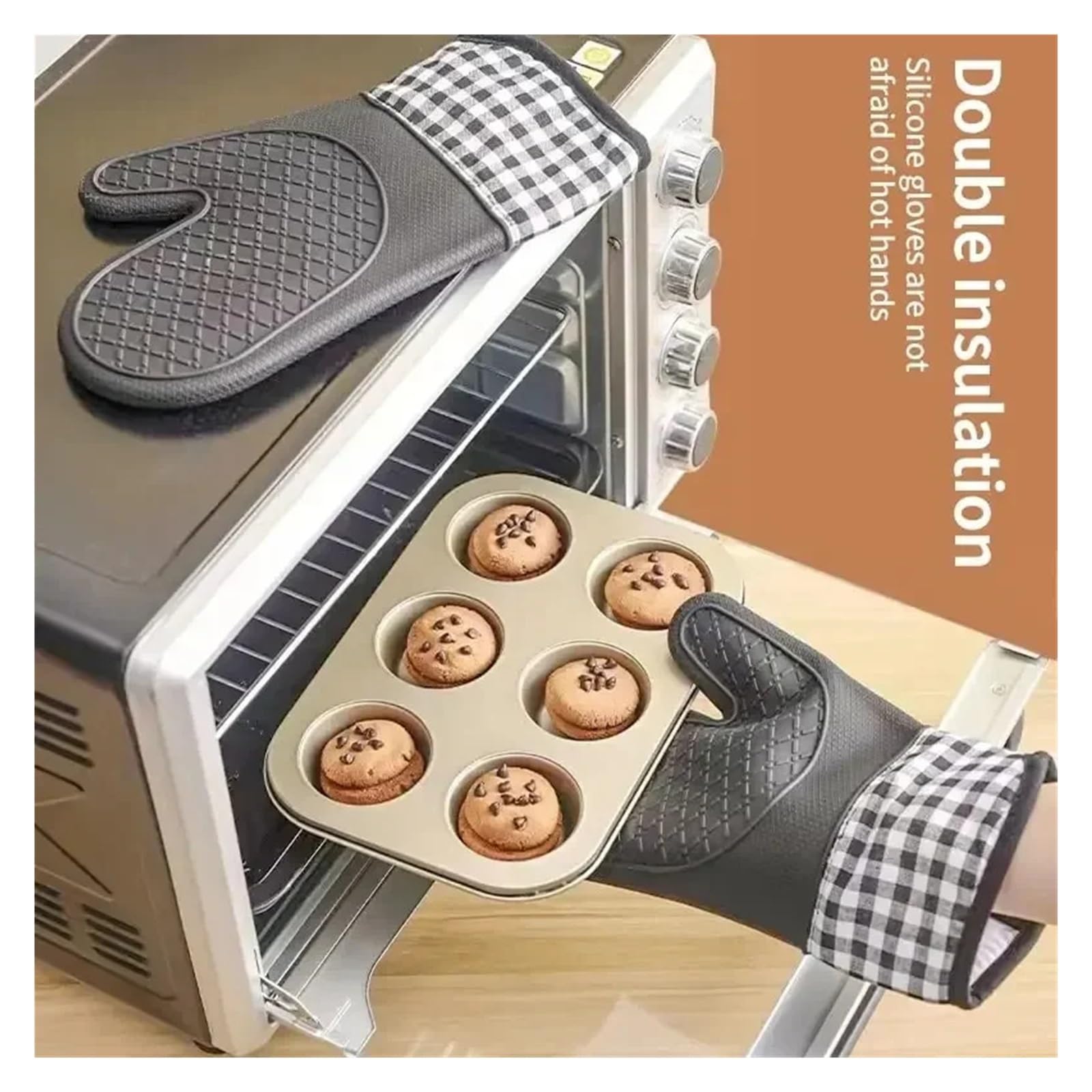 Silicone Oven Mitt Set for Baking and Cooking