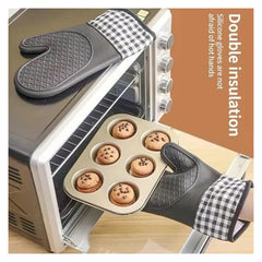 Silicone Oven Mitt Set for Baking and Cooking