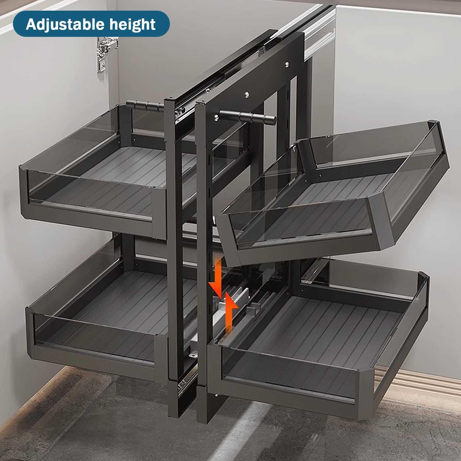 Pull-Out Corner Cabinet Organizer for Kitchen Storage