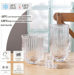 4-Piece Vintage Ribbed Glass Tumbler Set (14 oz)