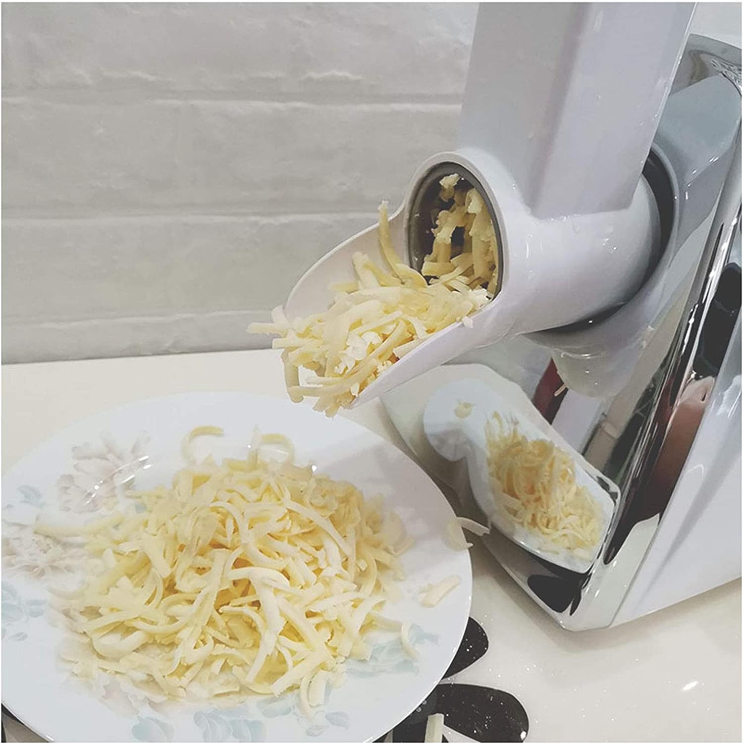 Electric Rotary Cheese Grater with 3 Stainless Steel Blades
