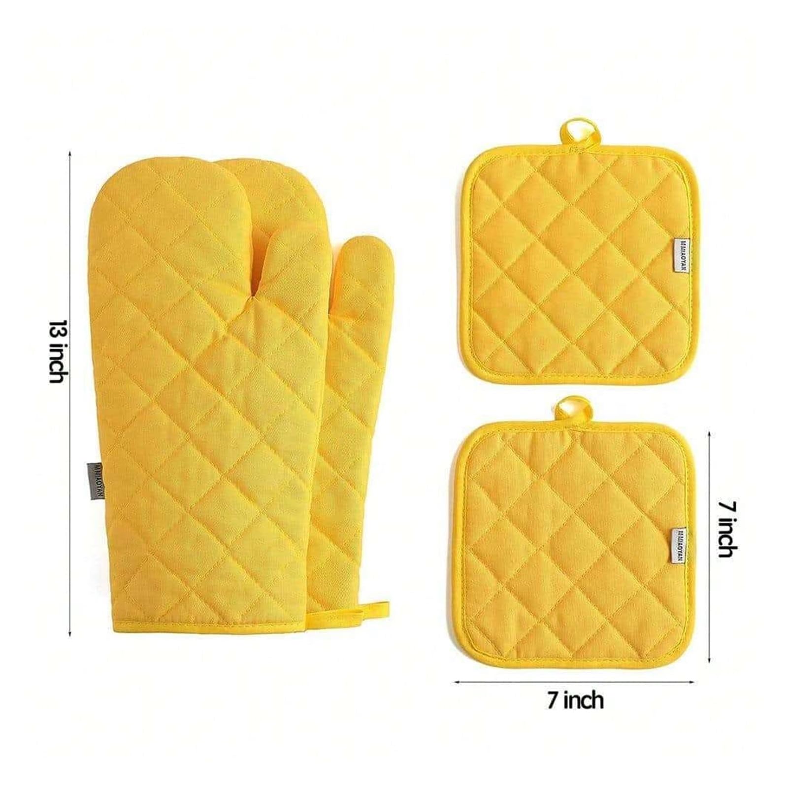 3-Piece Kitchen Oven Mitt and Pot Holder Set