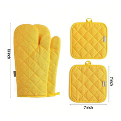 3-Piece Kitchen Oven Mitt and Pot Holder Set