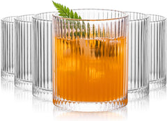 6-Piece Vintage Ribbed Glass Tumbler Set (14 oz)