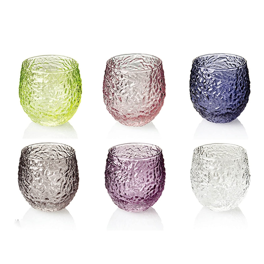 6-Piece Colored Crystal Drinking Glass Set (8 oz)