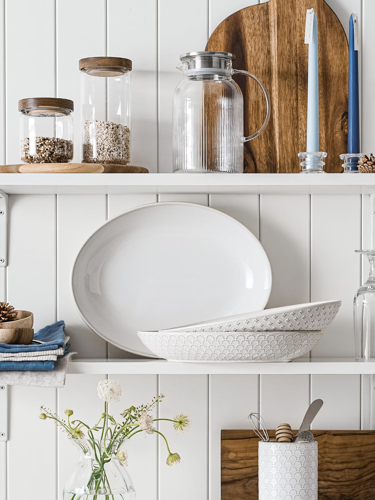 2-Piece Ceramic Oval Serving Bowl Set (11.8 & 13.7 Inch)