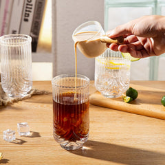 4-Piece Vintage Ribbed Glass Tumbler Set (14 oz)