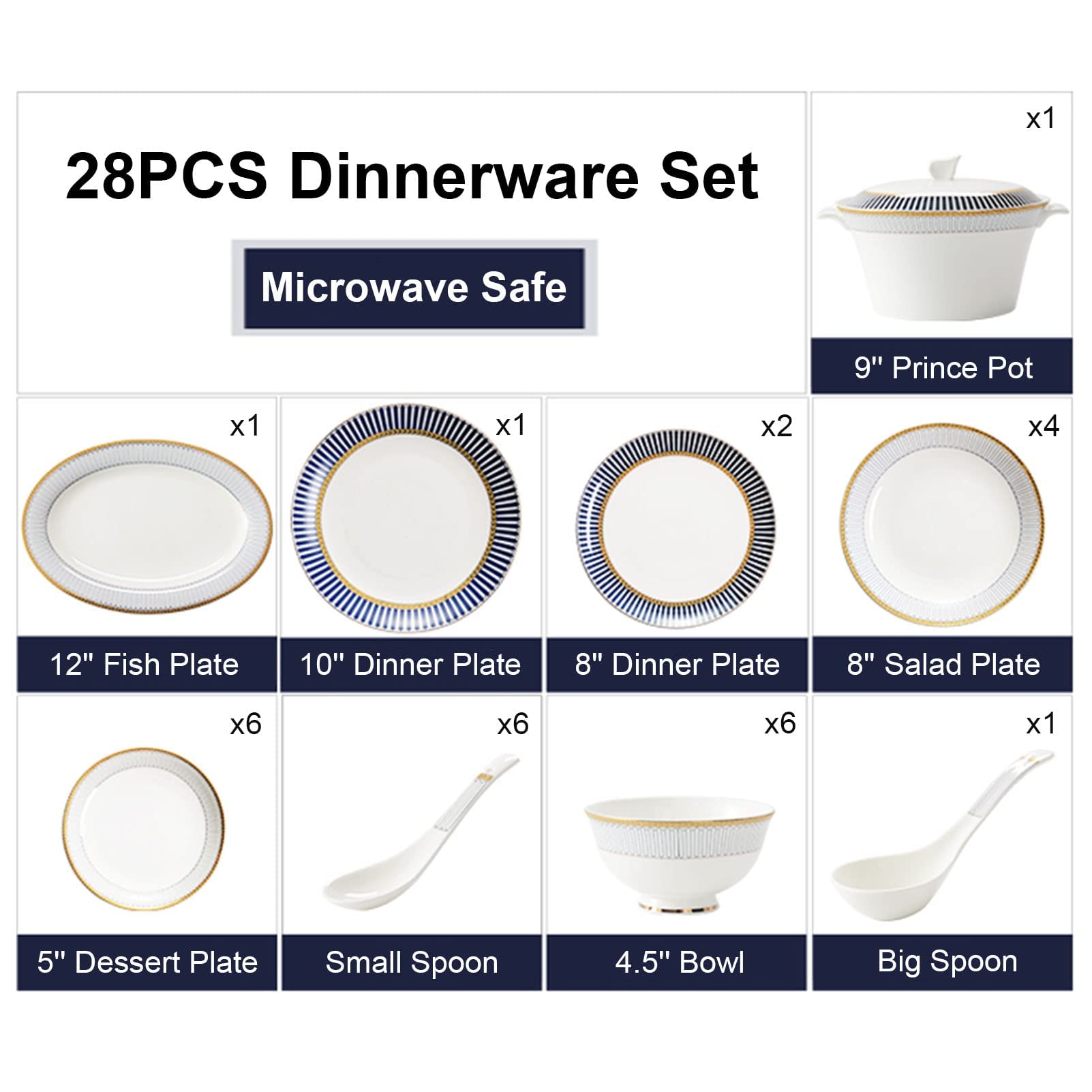 28-Piece Porcelain Dinnerware Set for 6