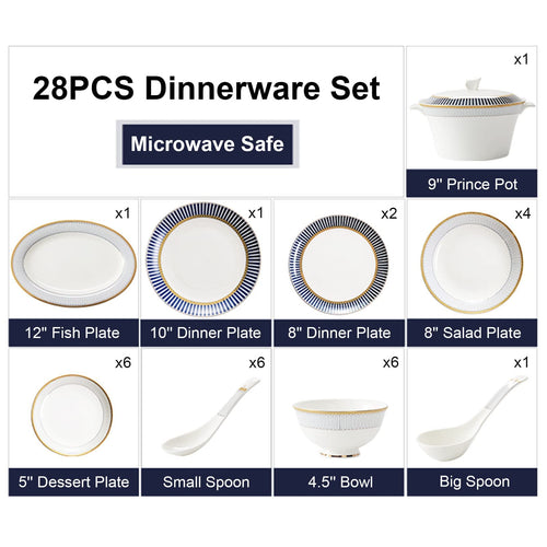 28-Piece Porcelain Dinnerware Set for 6