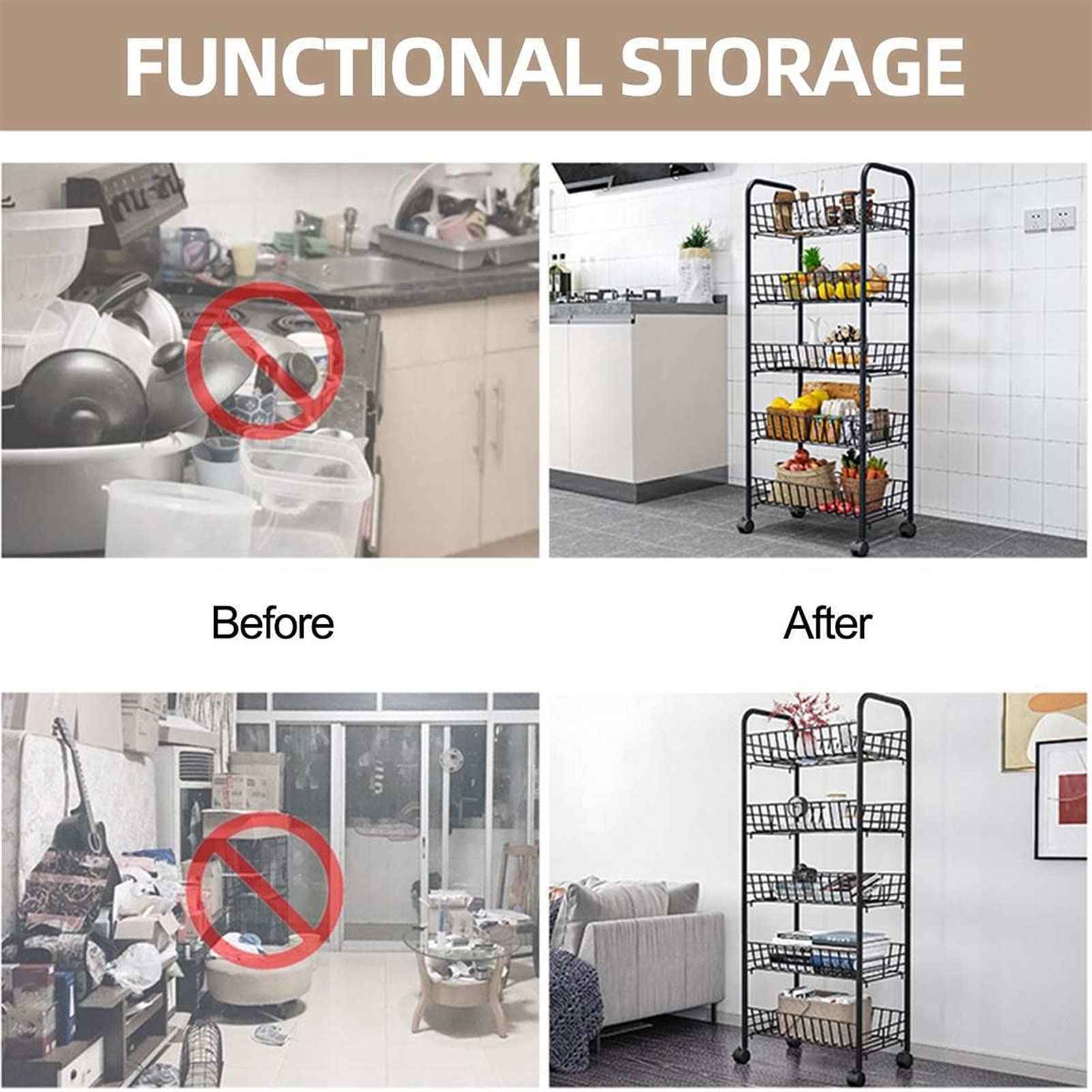 Multi-Tier Rolling Storage Rack with Wheels