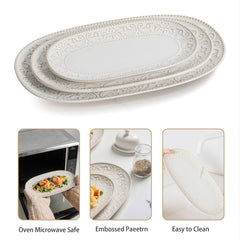 3-Piece Ceramic Oval Serving Platter Set (10/12/14 Inch)