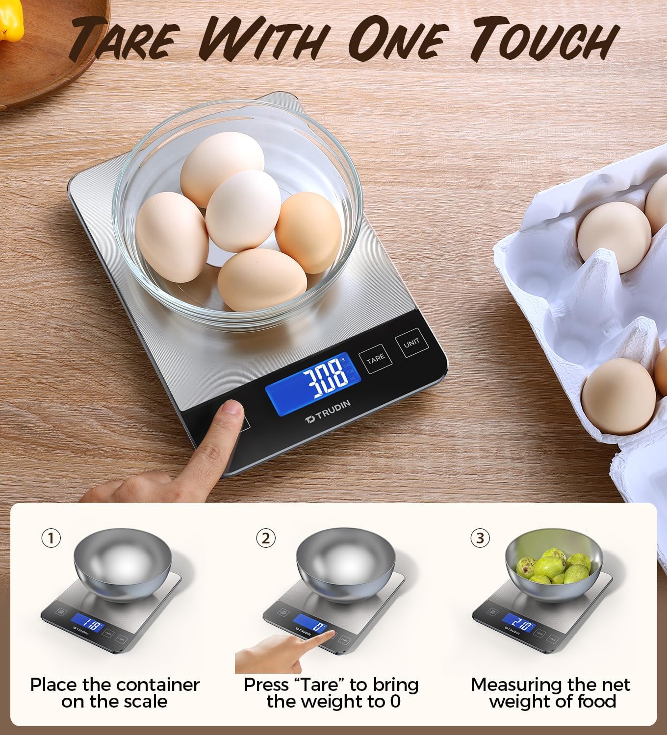 Digital Kitchen Food Scale with USB Rechargeable 10kg Capacity