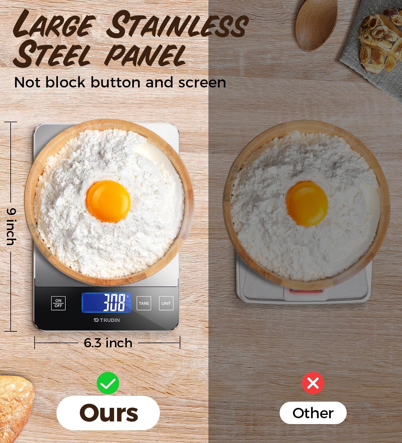 Digital Kitchen Food Scale with USB Rechargeable 10kg Capacity