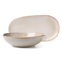 Oneida 899208 Organic Shades Oatmeal 18-Piece Dinnerware Set, Service For 6