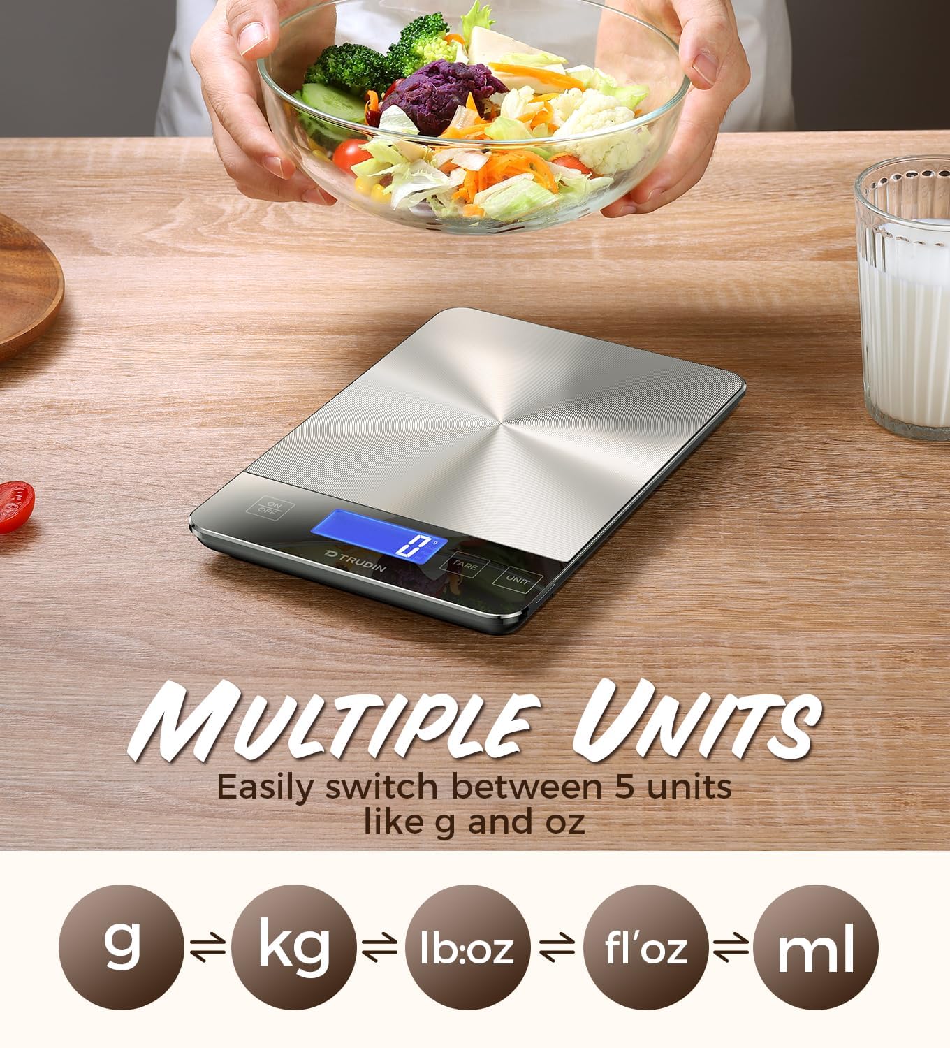Digital Kitchen Food Scale with USB Rechargeable 10kg Capacity