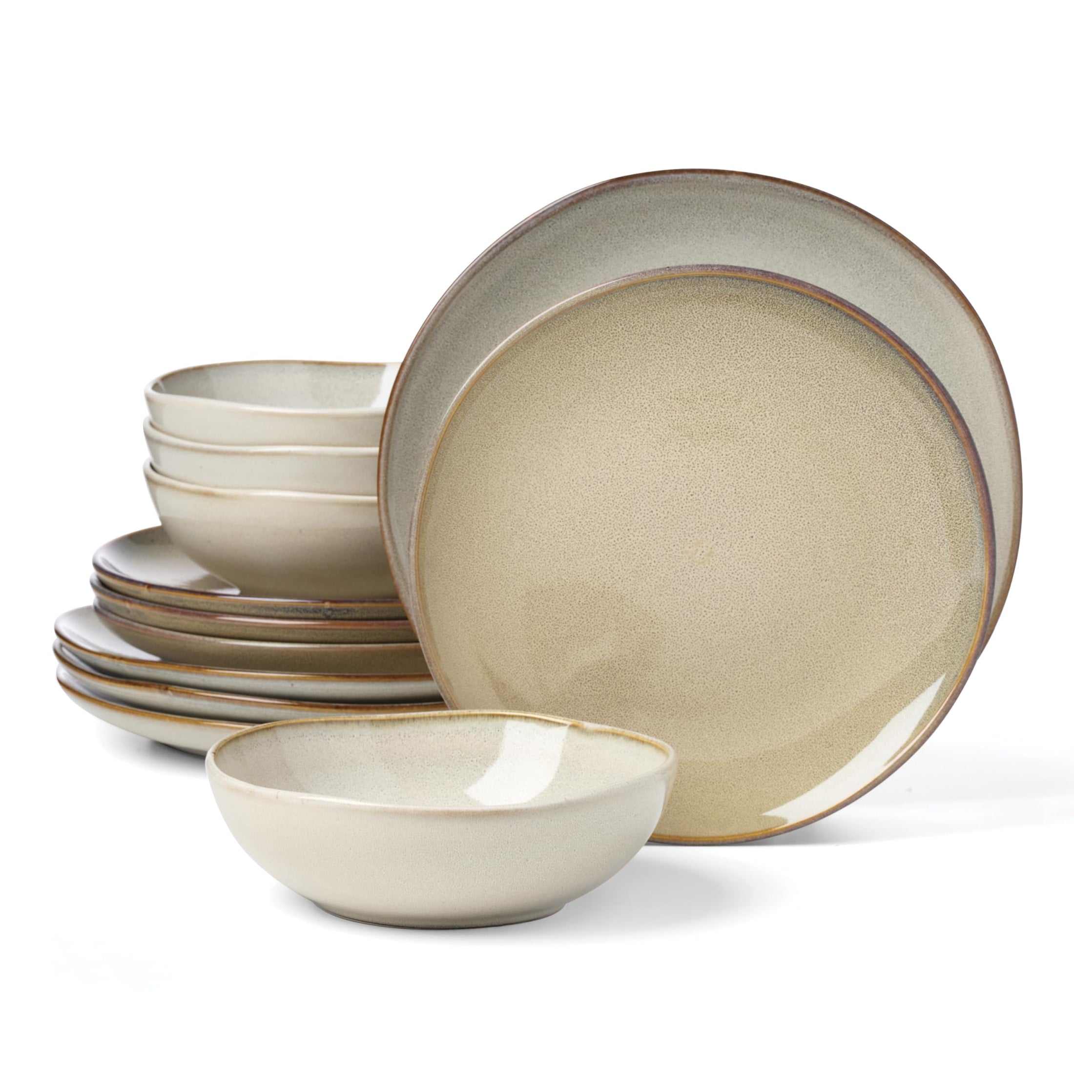 Oneida 899208 Organic Shades Oatmeal 18-Piece Dinnerware Set, Service For 6