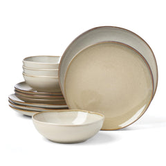 Oneida 899208 Organic Shades Oatmeal 18-Piece Dinnerware Set, Service For 6