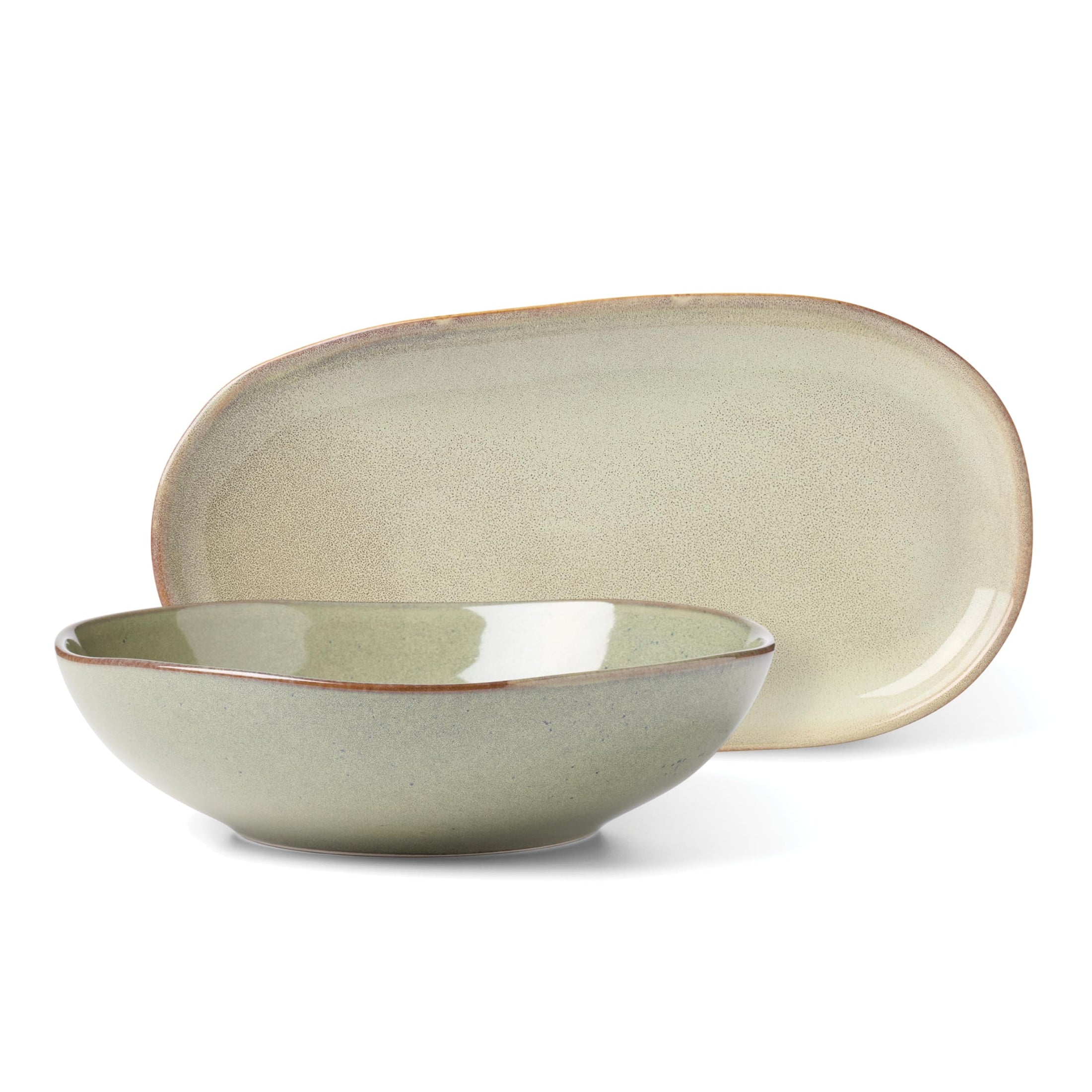 Oneida 899208 Organic Shades Oatmeal 18-Piece Dinnerware Set, Service For 6