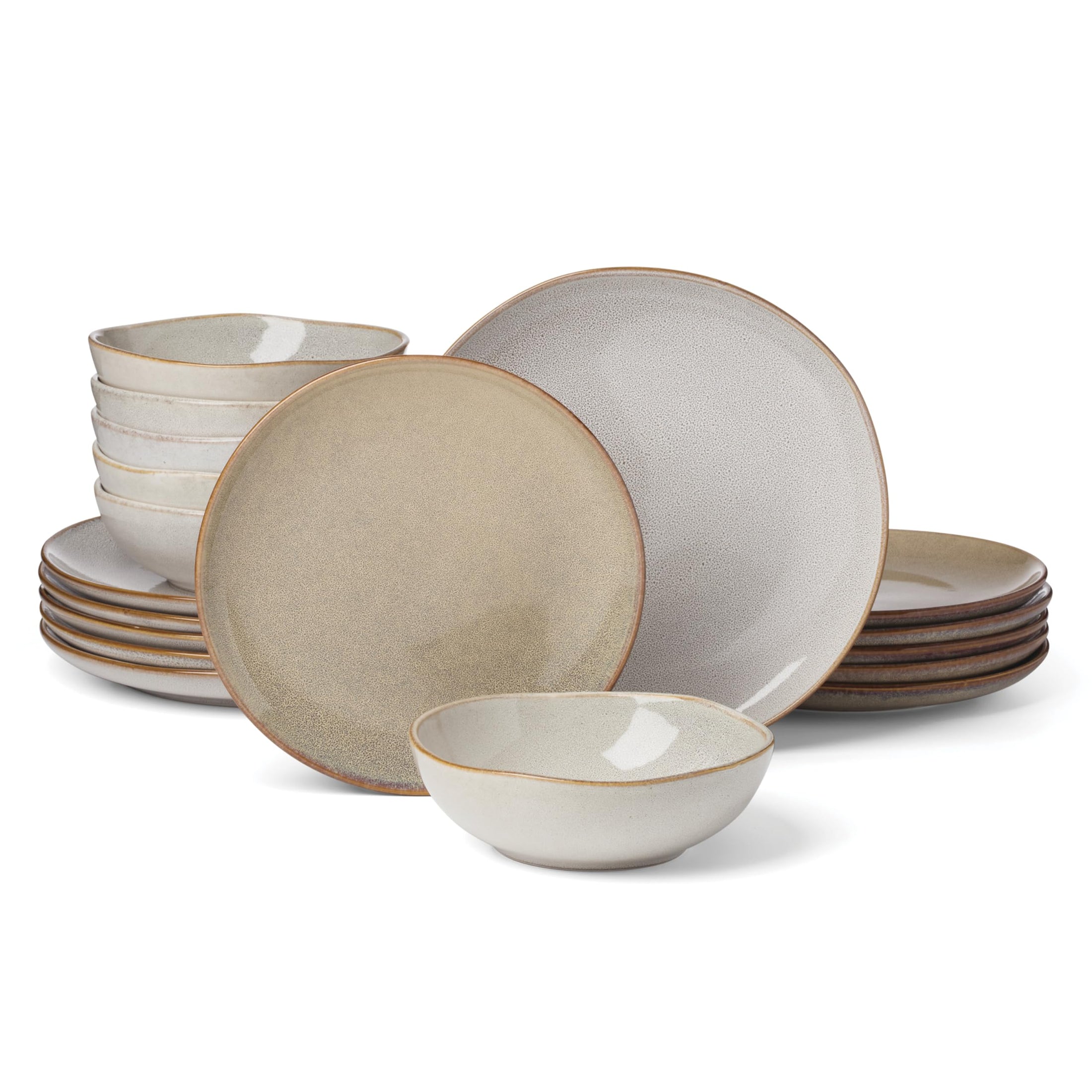 Oneida 899208 Organic Shades Oatmeal 18-Piece Dinnerware Set, Service For 6