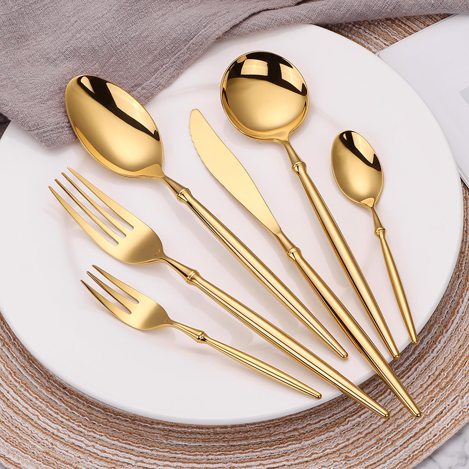 30-Piece Gold Stainless Steel Flatware Set for 6
