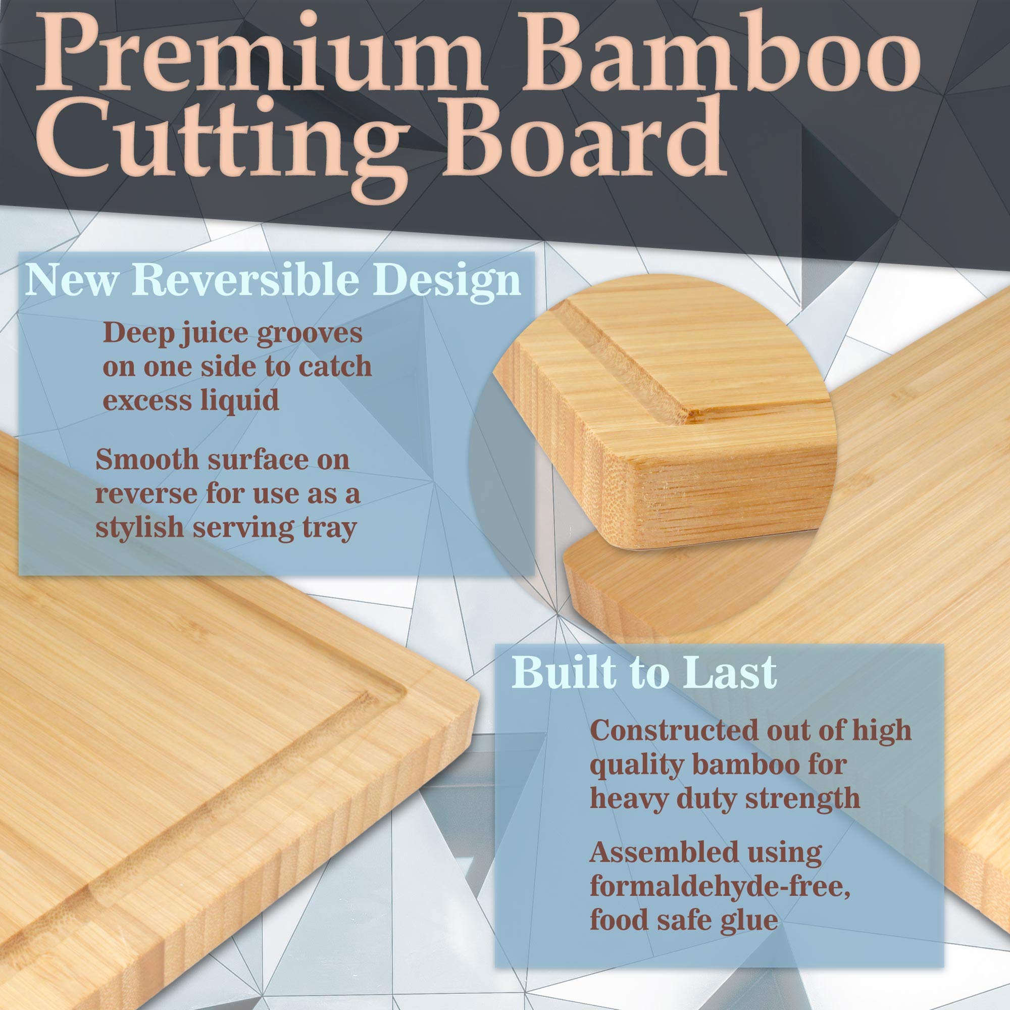 Large Bamboo Cutting Board with Juice Groove
