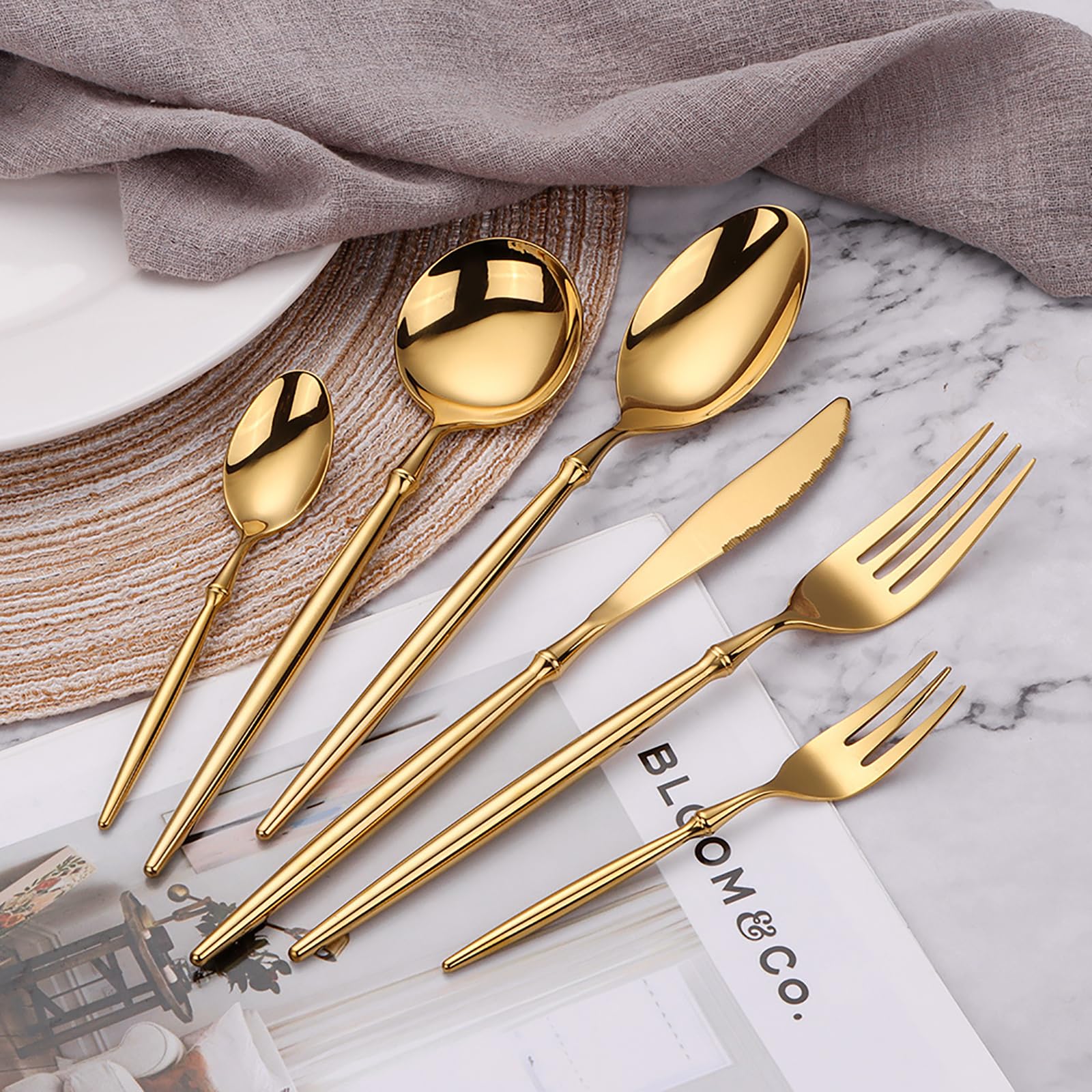 30-Piece Gold Stainless Steel Flatware Set for 6