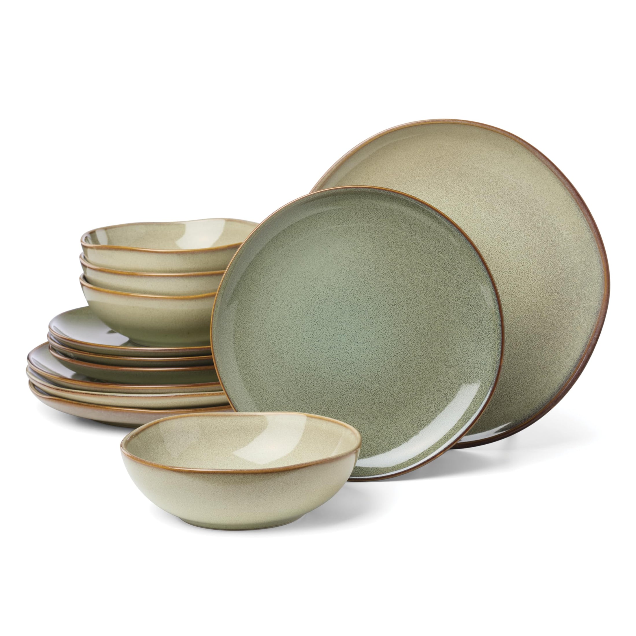 Oneida 899208 Organic Shades Oatmeal 18-Piece Dinnerware Set, Service For 6