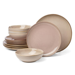 Oneida 899208 Organic Shades Oatmeal 18-Piece Dinnerware Set, Service For 6