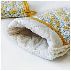 5-Piece Flower Pattern Oven Mitts Set with Apron and Pot Holders