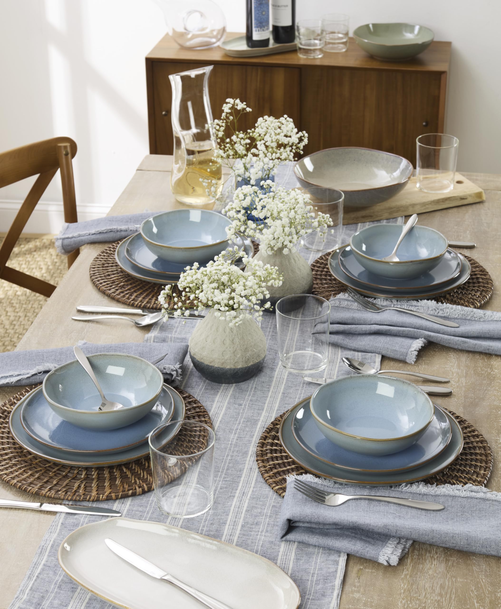 Oneida 899208 Organic Shades Oatmeal 18-Piece Dinnerware Set, Service For 6