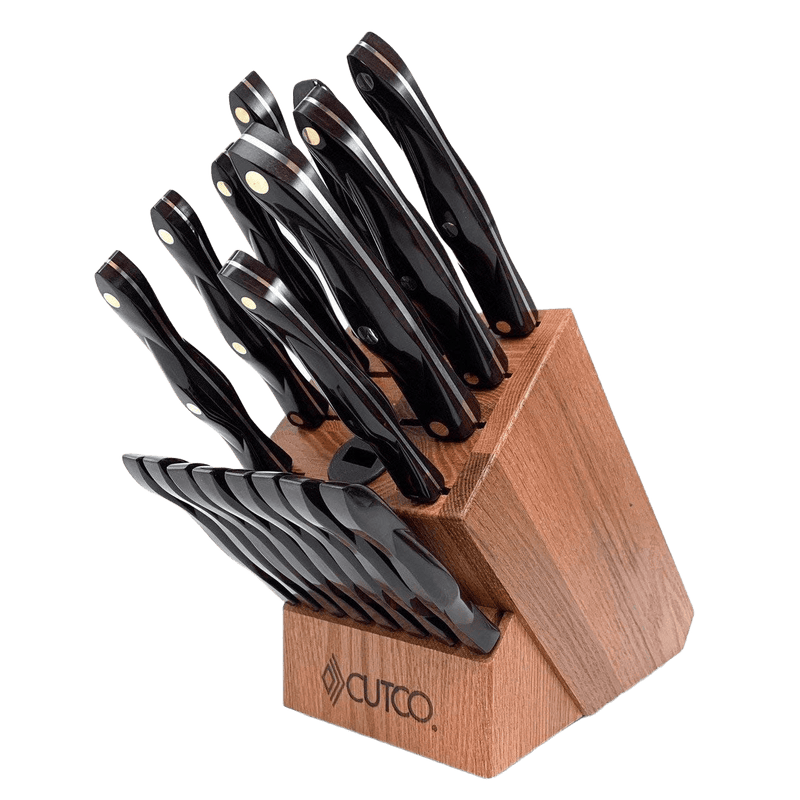 Cutco 19 Pc Kitchen Knife Set Cherry Wood Stand